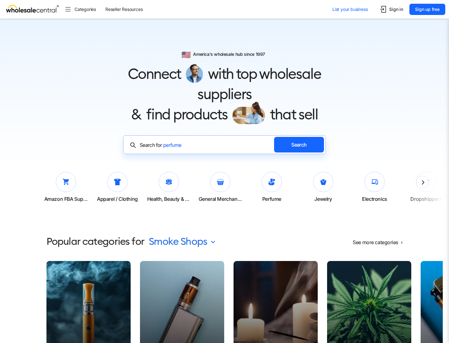 Wholesale Central - Wholesale Products and Suppliers Directory screenshot supporting ultimate guide to wholesale perfume buying
