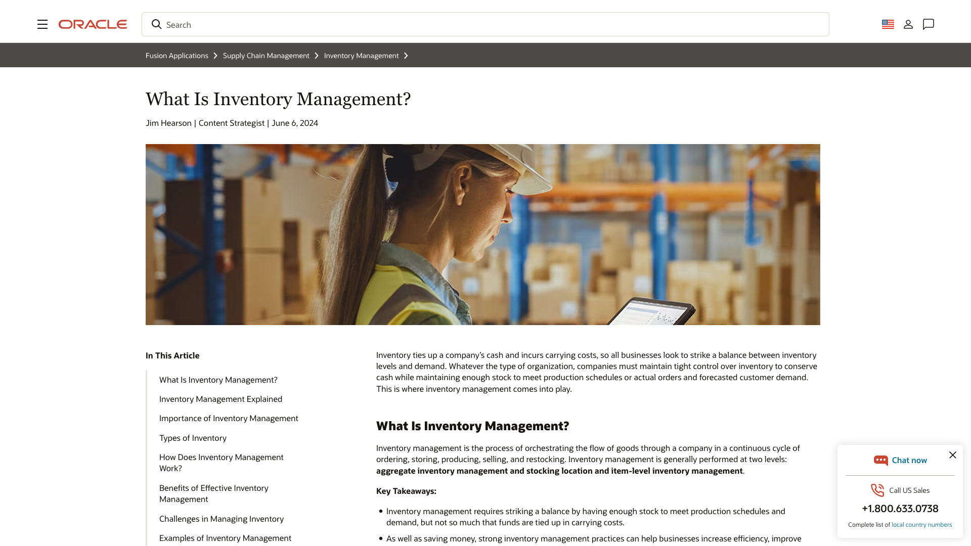 What Is Inventory Management? - Oracle screenshot supporting ultimate guide to wholesale perfume buying